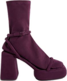 Purple Platform Boots For Fall, Burgundy Platform Boots For Fall, Burgundy Platform Boots With Round Toe For Fall, Chic Purple Boots For Fall, Platform Calf Boots, Rich Burgundy, Charles Keith, Calf Boots, Platform Boots