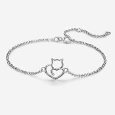 Everybody likes the lovely kitty, you will have more fun in your life with their accompany. this lovely cat bracelet is more unique with its hollow simple modeling, which can show your charm better. Gender: WomenMetals Type: SILVERMain Stone: ZirconBracelets Type: Chain & Link BraceletsDiameter: AdjustableItem Type: BraceletsStyle: Cute/RomanticShape\pattern: AnimalMaterial: 925 Sterling Silver Trendy Silver Jewelry With Cat Design, Trendy Cat Design Jewelry For Gift, Trendy Cat Design Jewelry Gift, Cat Design Bracelet Jewelry For Gift, Cat Design Bracelet Jewelry Gift, Cat Print Jewelry Gift, Heart Bangle Bracelet, Cat Bracelet, Lovely Cat