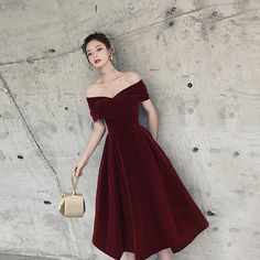 Cute cute · Little Cute · Online Store Powered by Storenvy Burgundy Dress Knee Length, Short Velvet Dress Classy, Vintage Style Bridesmaid Dresses, Velvet Homecoming Dress, Velvet Evening Dress, Dress Velvet, Make Your Own Dress, Burgundy Prom Dress, Dress Homecoming