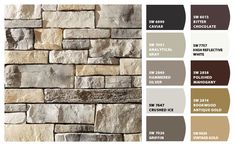 a stone wall with different colors and textures for the walls in this color scheme, there is