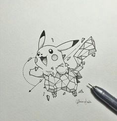 a drawing of a pikachu holding a piece of paper