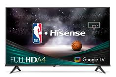 an image of a television screen with the logo for hisense and google tv on it