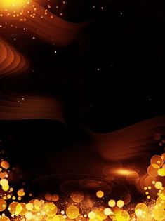 an abstract background with lights and swirls in the dark, yellow and orange colors