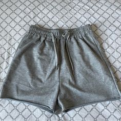 Grey Drawstrings Shorts Synched At Waist From Shein Size Small Perfect Condition Stretch High-waisted Shorts With Drawstring, Gray Pajama Shorts For Summer, Gray Drawstring Shorts For Spring, Gray Summer Pajama Shorts, Stretch Short Bottoms With Drawstring, Leisure Short Bottoms With Drawstring, Leisure Drawstring Short Bottoms, Leisure Short Drawstring Bottoms, Gray Drawstring Shorts For Summer