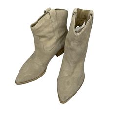 Questions? Leave A Comment Below! Beige Suede Boots For Spring, Suede Closed Toe Boots For Spring, Spring Suede Closed Toe Boots, Casual Beige Heeled Boots With Almond Toe, Casual Beige High Ankle Heels, High Ankle Suede Boots For Spring, Casual Beige High Ankle Heeled Boots, Casual Beige High Ankle Booties, Casual Mid-calf Boots With Almond Toe For Spring