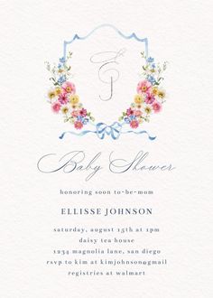 Blooms all around - baby shower invitation  #invitations #printable #diy #template #babyshower #party