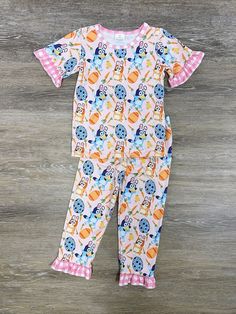 Blue Dog Pink Plaid Girls 2... Playful Cotton Sets For Easter, Playful Sets For Easter Playtime, Girls Loungewear, Spring Girl, Girls Boutique Clothing, Mommy And Me Outfits, Blue Dog, Easter Outfit, Girls Boutique