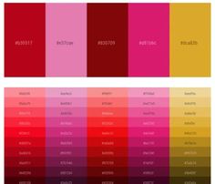 the color scheme is shown in shades of pink, red and purple with different colors