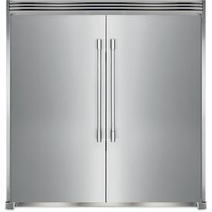 a stainless steel double door refrigerator