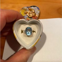 Vintage Chapal Sterling Silver Aquamarine Ring With Box Size 6.25 Stone Is 10x12 Mm Thick Band Beautiful Aquamarine Ring, Aquamarine Rings, Box Color, Womens Jewelry Rings, Aquamarine, Color Blue, Women Jewelry, Size 6, Band