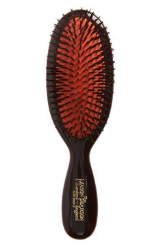 What it is: An ultimate grooming tool developed and patented more than 100 years ago made from the finest, premium-grade boar bristle that is gentle on the hair and scalp.Who it's for: Anyone with fine to normal hair types.What it does: Brushing with a Mason Pearson hair brush is the best way to distribute the natural oils while exfoliating the scalp and stimulating circulation of the hair follicles. The patented pneumatic cushion conforms to the contours of the scalp, which optimizes brushing with minimal effort. 6 3/4" brush length; 3 1/2" head length; 2" width No animals were harmed in the collection of the boar bristle Made in the UK Boar Hair Brush, Boar Bristle Hair Brush, Boar Bristle Brush, Mason Pearson, Hair Follicles, Bristle Brush, 100 Years Ago, Normal Hair, Grooming Tools