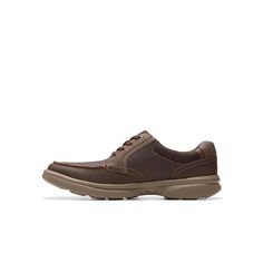 This lace-up style goes anywhere, thanks to a full grain leather upper with an apron toe and a durable outsole made from lightweight EVA. As an ultimate comfort style, Clarks Bradley vibe, benefits from full-length cushioning and a moisture-wicking ortholite foot bed..Heel height- 1.38'.Shoe width- medium, wide.Lace closure.Manmade outsole.Slip on.Light weight and comfortable.Arch support.Removable foot bed.Leather Upper, Textile Lining.Hand Wash.Imported Leather Lace-up Shoes With Moc Toe And Rubber Sole, Classic Walking Shoes With Leather Sole And Moc Toe, Classic Moc Toe Walking Shoes With Leather Sole, Classic Leather Moc Toe Walking Shoes, Leather Moc Toe Walking Shoes, Leather Walking Shoes With Moc Toe, Plain Toe Leather Shoes With Stitched Sole For Walking, Leather Lace-up Shoes With Vibram Sole And Moc Toe, Leather Walking Shoes With Removable Insole And Moc Toe