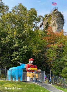 Paul Bunyon and Babe at Castle Rock in St. Ignace Michigan Manistique Michigan, Mackinac Island