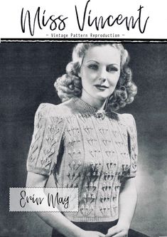 an old photo of a woman wearing a sweater