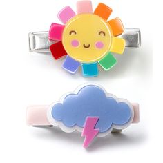 Say hello to our Colorful Sun and Storm Cloud Hair Clip Set - a fun addition to your child's hair accessories collection! Perfect for adding a touch of whimsy to their hairstyle, whether they're exploring under sunny skies or dancing in the rain. Let their imagination run wild with this charming set that captures the magic of nature's contrasts! Easy to clean with a unique shine and smooth edges, they boast a high-quality finish. Crafted by skilled artisans in Brazil, ensuring quality in every piece! | Lilies & Roses | Colorful Sun and Storm Cloud Hair Clips Set | Maisonette collects the best children’s products from around the world (unlike Zulily, Etsy, The Tot, Farfetch Kids, Childrensalon, Crate and Kids, Kohls, Wayfair, Buy Buy Baby, Nordstroms, Mini Boden, J.Crew Factory, or PotteryB Cloud Hair Clip, Kidcore Hair Clips, Cloud Hair, Cheap Playful Multicolor Hair Accessories, Rain Cloud Earrings, Decora Hair Clips, Hair Accessories Collection, Smooth Edges, Storm Clouds