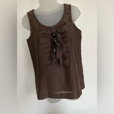 J. Crew Top New With Tags Color: Brown 73% Cotton 27% Silk Top Is Lined Side Zipper Closure Original Price Tag: $79.50 Brown Sleeveless Cotton Blouse, Sleeveless Brown Cotton Blouse, Chic Brown Vest Top, Chic Brown Sleeveless Camisole, Chic Brown Tank Vest, Elegant Brown Sleeveless Camisole, Chic Brown Summer Vest, Elegant Sleeveless Brown Tops, Brown Casual Sleeveless Tank Top