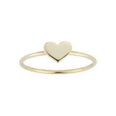 Worn by itself or with other rings, this 14k gold heart stackable ring by LUMINOR GOLD is a lovely addition to your everyday style. Worn by itself or with other rings, this 14k gold heart stackable ring by LUMINOR GOLD is a lovely addition to your everyday style. Metal: 14k gold Packaging: velvety pouch Plating: 14k gold Width: 1 mm Finish: polished Please note, due to the high value of this item, a signature may be required upon delivery. Size: 7. Color: Yellow. Gender: female. Age Group: adult Yellow Gold Stackable Heart Cut Rings For Valentine's Day, Sterling Silver Yellow Gold Heart Ring, Stackable, Heart-shaped Yellow Gold Midi Rings For Valentine's Day, Gold Heart-shaped Stackable Rings For Valentine's Day, Yellow Gold Heart-shaped Signet Ring For Valentine's Day, Gold Packaging, Stackable Ring, Gold Heart, Heart Of Gold