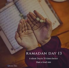 a person holding their hands together with the words rama day 13 written in front of them