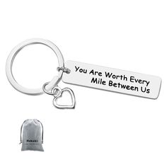 PRICES MAY VARY. Long Distance keychain:"You Are Worth Every Mile Between Us" ,No matter how far apart we are always believe that Love Knows No Distance. Show you love to your lover or best friend by this keychain jewelry gifts. Gift for Couple:Personalized Gift for lover Valentines Day gift for girlfriend or wife. It's a great gift for anniversary, wedding, Valentine's Day,Christmas or to celebrate that special day in your life! Couple Keychain: It's so hard to be away from your significant oth Relationship Keychains, Long Distance Keychain, Friendship Party, Anniversary Boyfriend, Anniversary Keychain, Military Jewelry, Deployment Gifts, Couples Keychains, Personalized Couple Gifts