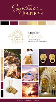 the website for signature by design is shown in gold and burgundy tones, including an image of