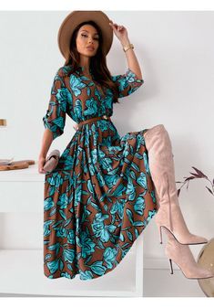 Button Up Floral Belted Maxi Dress Belted Maxi Dress, Sukienki Plus Size, Women Belt, Colorful Dress, Set Outfit, College Outfits, Dress For Women, Blouse Dress, Winter Dresses