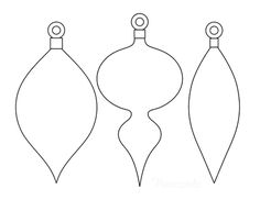 three christmas ornaments are shown in the shape of an ornament and one is hanging from