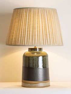 a lamp that is on top of a table