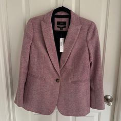 New With Tags Purple Notch Lapel Outerwear For Office, Purple Fall Office Blazer, Purple Notch Lapel Outerwear For Work, Elegant Lavender Blazer For Work, Classic Purple Blazer For Spring, Classic Purple Outerwear For Work, Winter Purple Blazer For Office, Winter Office Purple Blazer, J Crew Jacket