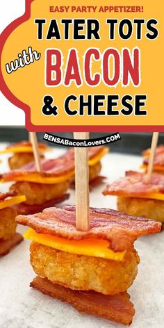 bacon and cheese appetizers with text overlay