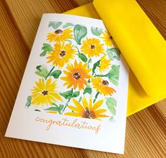 a birthday card with sunflowers on it