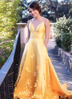 Yellow satin long prom dress formal dress · Dress idea · Online Store Powered by Storenvy Yellow Dress Formal, Yellow Satin Prom Dress, Yellow Evening Dress, Prom Dress Yellow, Yellow Prom Dresses, Satin Long Prom Dress, Yellow Evening Dresses, Yellow Prom, Dresses Yellow