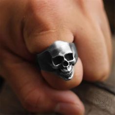 This is a non-traditional skull ring due to its unique design. An awesome example of the talent of our artisan jewelers. Buy 2 get 1 free! Punk Skull Rings As Gift, Adjustable Symbolic Skull Ring, Halloween Skull Print Ring As A Gift, Halloween Skull Ring Gift, Hand Cast Skull Ring For Halloween Gift, Halloween Skull Rings Symbolic Style, Symbolic Skull Rings For Halloween, Punk Skull Ring In Sterling Silver, Handmade Punk Skull Rings