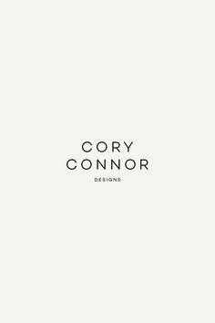 the words corvy connor are shown in black and white on a plain background