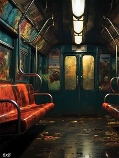 Vintage Subway Car Photography Backdrop - A vintage subway car interior with aged seats and graffiti-marked walls Subway Car Interior, Car Backdrop, Rich City, Subway Car, Vintage Graffiti, Urban Background, Urban Portraits, Ny Subway, Fashion Shoots