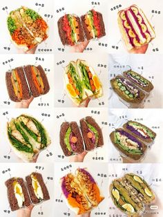 an advertisement showing different types of sandwiches