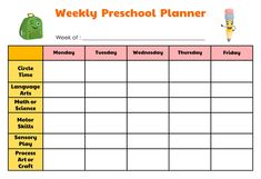 a printable weekly school planner for kids with backpacks and pencils on it