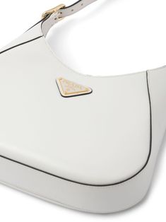 Prada Leather Shoulder Bag - Farfetch Classic Leather Shoulder Bag With Logo Plaque, Chic Leather Shoulder Bag With Logo Plaque, Classic Shoulder Bag With Logo Plaque, Business Leather Shoulder Bag With Logo Plaque, White Leather Shoulder Bag With Logo Plaque, Classic Leather Bag With Logo Plaque, Chic Shoulder Bag With Logo Plaque For Everyday Use, White Leather Bags With Logo Plaque, Luxury White Shoulder Bag With Logo Plaque