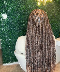 Brown Faux Locs On Dark Skin, Island Gal Locs, Locs With Free Parts, Brown Softlocs, Color 4 Soft Locs, Indie Distressed Locs, Indie Locs With Curls, Boho Locs Black Women Color, Locs Color Ideas Black Women Weave