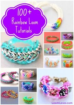 rainbow loom bracelets with text overlay