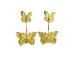 Butterfly Earrings, 22kt Gold Plated Designer Butterfly Earrings, 52x33mm Bridal Earrings, Wedding Jewelry, Bridesmaid Earrings, Gift Idea. Metal: 22kt Gold Plated Brass Size: 52x33mm approx Sold as: 1 Pair Click here to check more of our gemstone earrings:- https://www.etsy.com/in-en/shop/RareGemsNJewels/items?ref=pagination&search_query=gemstone+earrings Click here to check more of our one of a kind ooak necklaces:- https://www.etsy.com/shop/RareGemsNJewels/items?ref=seller-platform-mcnav& Gold Butterfly Charm Earrings For Party, Party Earrings With Gold Butterfly Charm, Gold Earrings With Butterfly Charm For Party, Gold Earrings With Butterfly Charm For Formal Events, Gold Earrings With Butterfly Charm For Formal Occasion, Gold Butterfly Earrings For Formal Occasions, Gold Butterfly Earrings For Party, Gold Butterfly Earrings For Wedding, Gold Butterfly Earrings For Gift