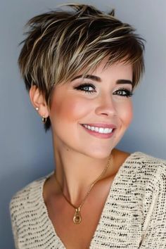 Balayage Pixie, Clip Ponytail, Short Haircut Styles, Short Hair Pixie Cuts, Spiked Hair, Pixie Haircut For Thick Hair, Short Hair Trends