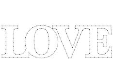 the word love is made up of dotted lines