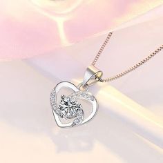 Vortex Heart Whirlpool Necklace Cubic Zirconia 925 Sterling Silver - Mounteen Dazzling Heart Shaped Cubic Zirconia Jewelry, Cubic Zirconia Heart Pendant Necklace As Gift For Her, Cubic Zirconia Pendant Heart Necklace For Her, Elegant Heart Necklace With Sparkling Stones For Gift, Heart-shaped Diamond White Crystal Jewelry, Crystal Clavicle Chain Jewelry For Valentine's Day, Crystal Heart Pendant Jewelry For Her, Crystal Heart Pendant Jewelry Gift For Her, Valentine's Day Crystal Clavicle Chain Jewelry