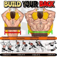 a poster showing how to build your back with the instructions for each step in this exercise