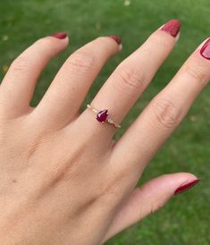 "Pear Cut Ruby With Diamonds Ring/ Engage Wedding Ring For Her/ 14k Rose Gold Artdeco Ruby Ring/ Valentine's Day Gift/ Christmas Gift Ring This unique shaped - Pear cut - Ruby stone is a very special and rare one in our stock which Arya preferred to make it a Art deco design for someone who love dainty rings. This one of a kind and unique ruby Stone attracts luck, success, abundance and prosperity. While giving you the feeling you require, it will fit your other stackable rings and shows your unique design. ╰► Specifications ➤ Made to Order.  ➤ Made in Turkey. ➤ 14K Rose Gold ➤ Custom Gold Color: Rose Gold, Yellow Gold, White Gold ➤ Total CTW: 0.69 Carat ➤ Width of Band: 1.50mm ➤ Setting Type: Eight Prongs ➤ Natural Earth-Mined & Non-Conflict Diamonds & Gemstone ➤ Ready to Ship in 1 Week ╰ Rubin Ring, Birthday Gift Ring, Wedding Ring For Her, Dainty Rings, Zierlicher Ring, Bar Studs, Diamonds Ring, Yellow Gold Engagement, Ruby Stone