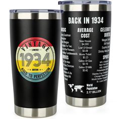 the back in 1934 travel mug is shown with its date and year printed on it