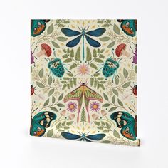 an intricately designed card with colorful butterflies and flowers on the front, in white background