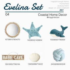 an advertisement for the coastal home decor line, featuring sea animals and seashells