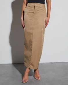 Khaki % Strictly Business Pencil Midi Skirt-2 Long Khaki Skirt Outfit, Tan Skirt Outfits, Khaki Skirt Outfit, Khaki Skirt Outfits, Classy Skirt Outfits, Long Khaki Skirt, Post Baby Outfit, Beige Pencil Skirt, Strictly Business