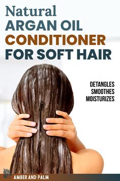 Easy recipe for hair conditioner infused with argan oil to leave your hair soft, moisturized and shiny. This DIY Homemade hair condition will detangle your hair and contains healthy clean ingredients great for hair growth and to moisturize your hair and scalp. Natural Hair Conditioner, Flaxseed Gel, Homemade Shampoo